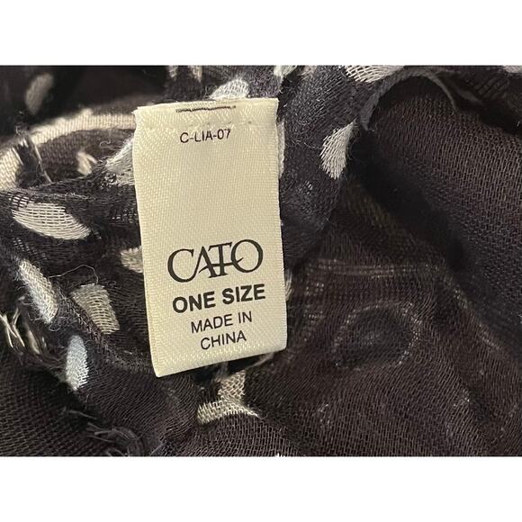 Cato Black White Owl Print & Polka Dot Scarf/Wrap/ Shawl Halloween 20 x 70 - Picture 6 of 8